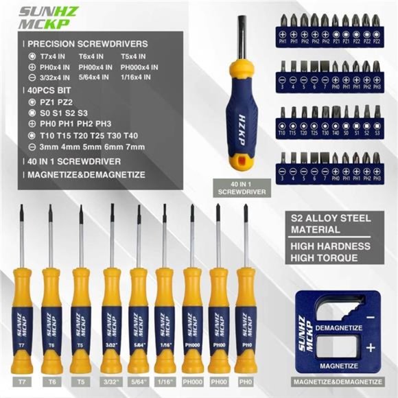 Magnetic Screwdriver Set 66-Piece, S2-Alloy Tool Steel,Includes Slotted/Phillips - Picture 5 of 6